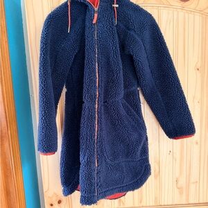 L.L. Bean Deep Blue Teddy Jacket with Red Accents